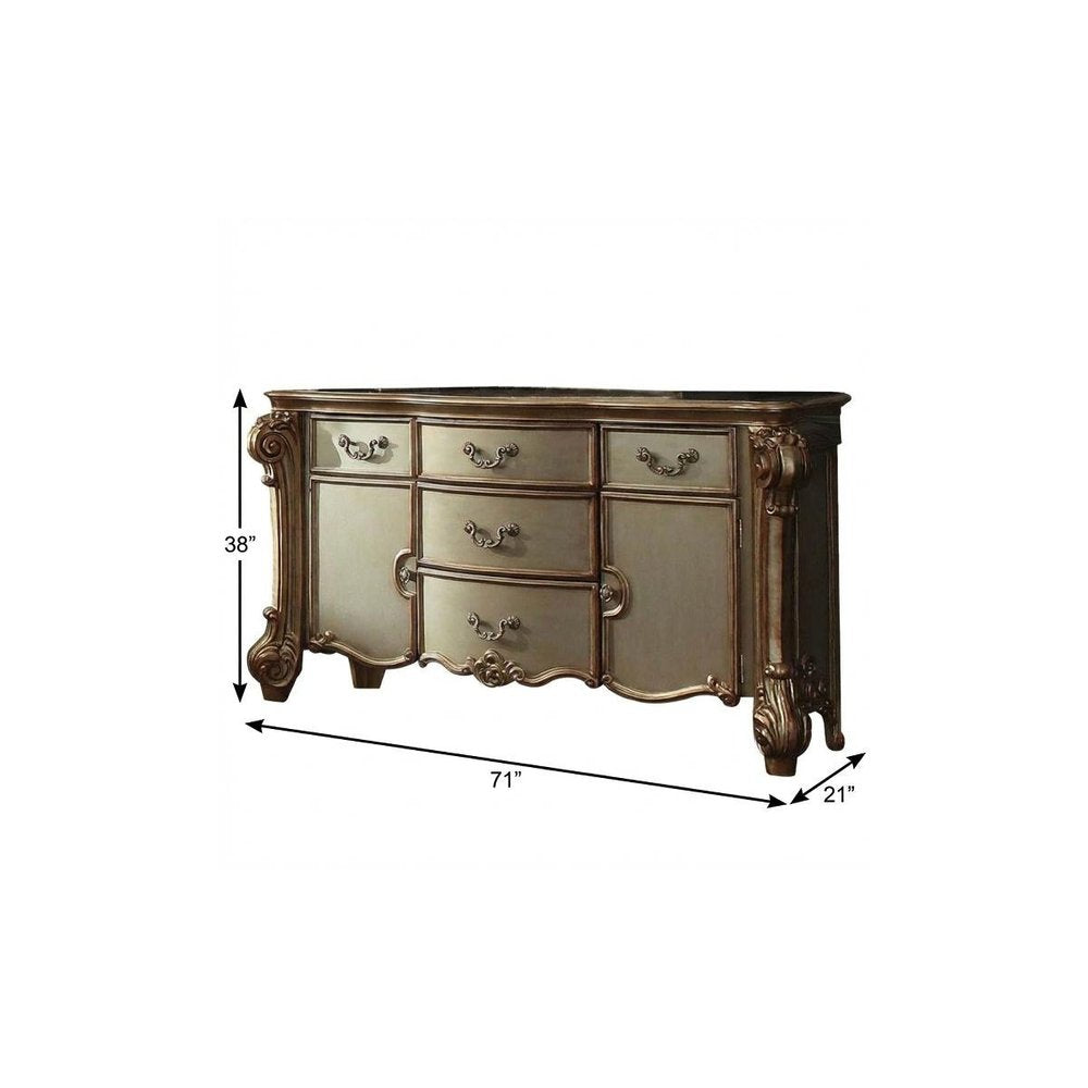 71" Gold Solid Wood Dresser