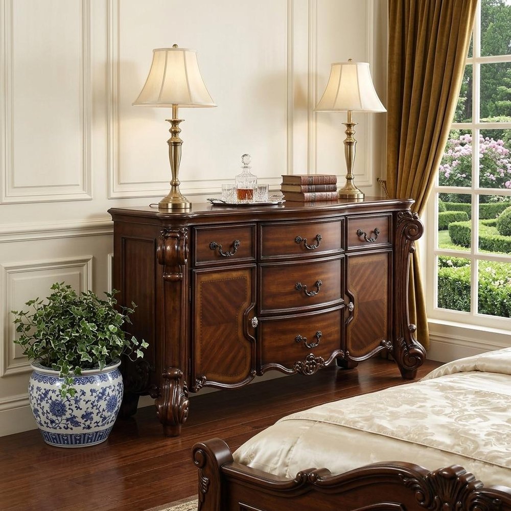 71" Solid Wood Five Drawer Dresser