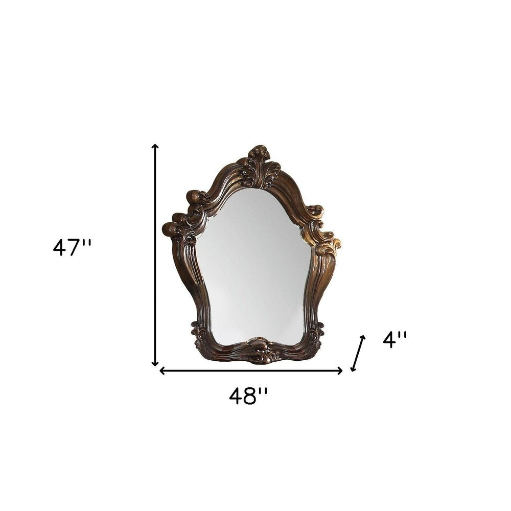 47" White And Silver Abstract Wood Framed Antiqued Glass Mounted Dresser Mirror