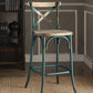 21" Brown And Sky Blue Iron Bar Chair