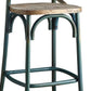 21" Brown And Turquoise Solid Wood And Metal Bar Chair