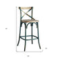 21" Brown And Sky Blue Iron Bar Chair