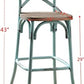 21" Brown And Turquoise Solid Wood And Metal Bar Chair