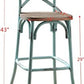 21" Brown And Sky Blue Iron Bar Chair
