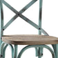 21" Brown And Sky Blue Iron Bar Chair