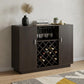 47" Espresso Solid Wood Frame With Five Shelves And Two Drawers