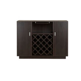 47" Espresso Solid Wood Frame With Five Shelves And Two Drawers