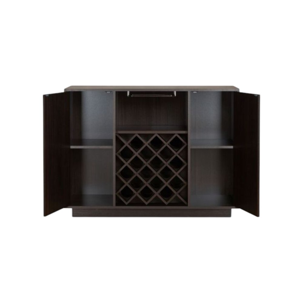 47" Espresso Solid Wood Frame With Five Shelves And Two Drawers