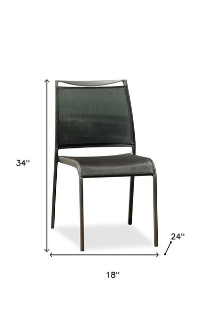 Set of Four Gray Aluminum Dining Side Chairs