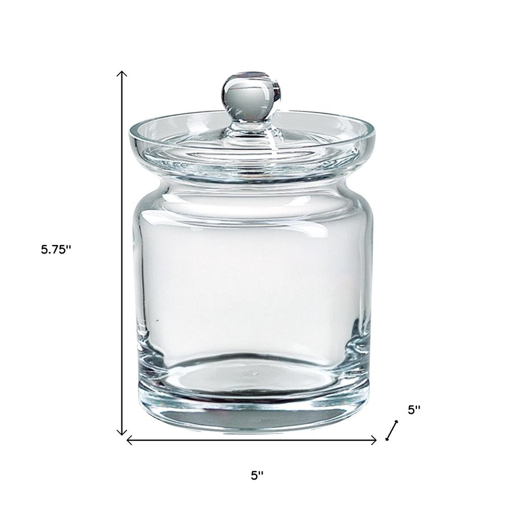6" Clear Mouth Blown Crystal Biscuit Jar