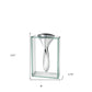 14" Clear Cylinder Aluminum And Crystal Glass Table Vase