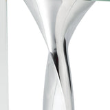 14" Clear Cylinder Aluminum And Crystal Glass Table Vase