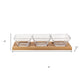 Four Piece Clear And Natural Crystal And Solid Wood Condiment Server