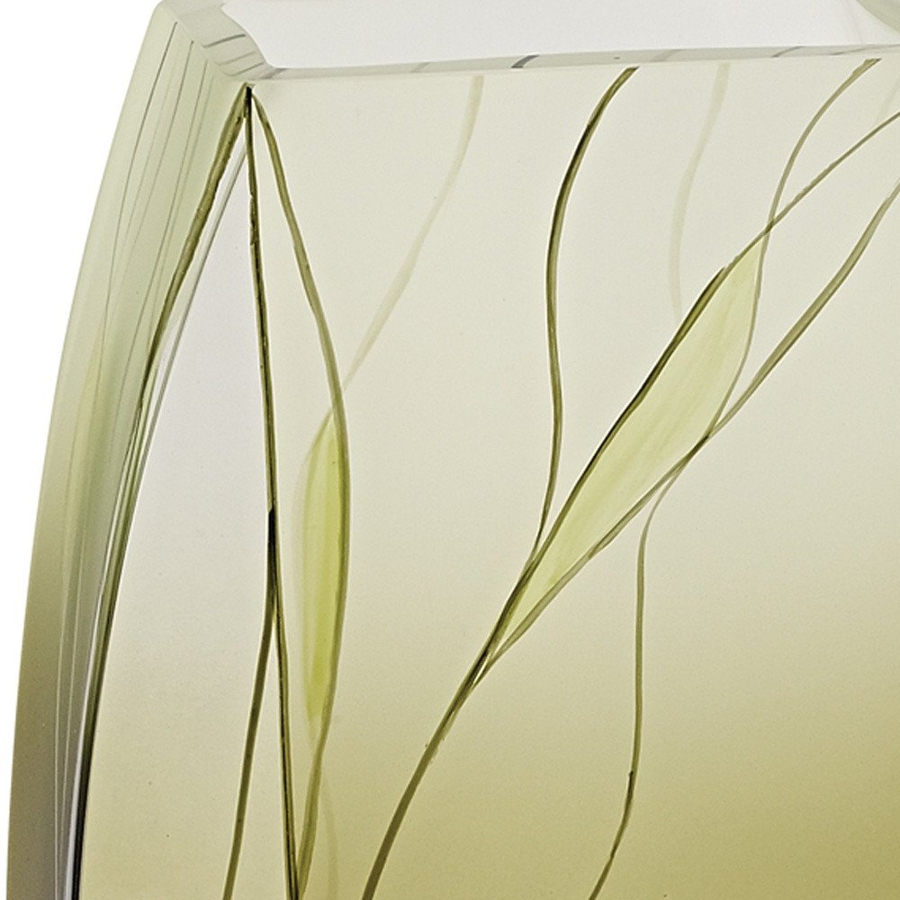 12" Green Abstract Lead Free Crystal Table Vase