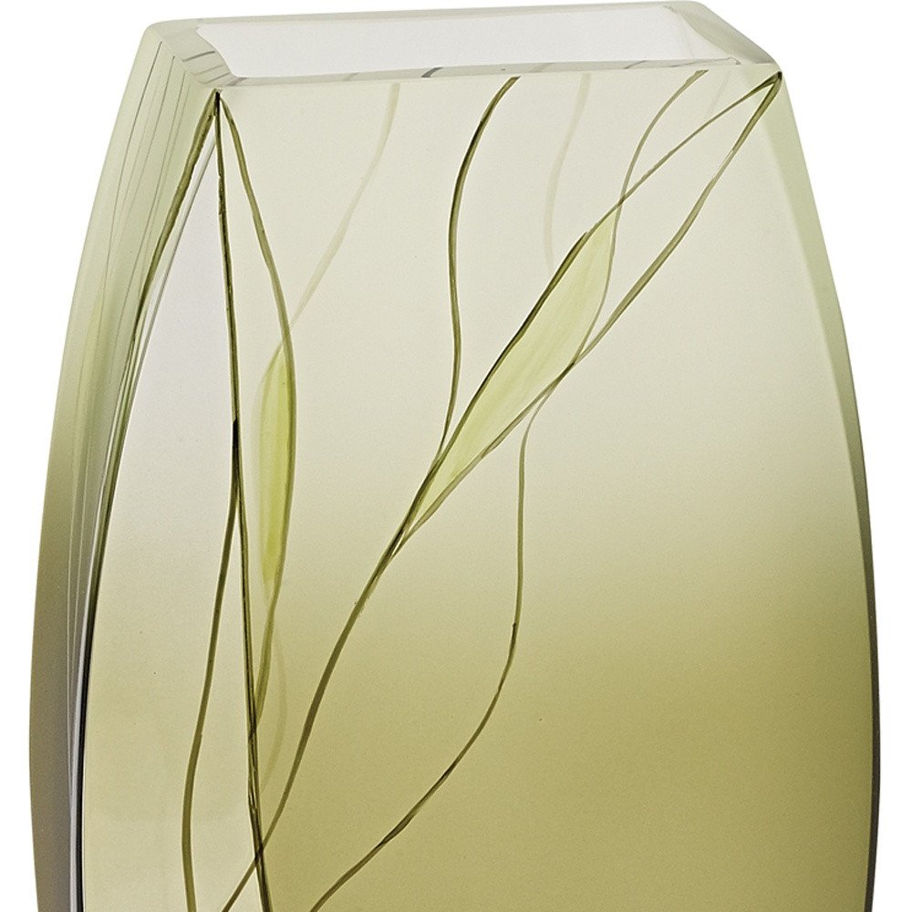 12" Green Abstract Lead Free Crystal Table Vase