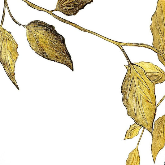 12" Clear And Gold Leaves Oval Crystal Glass Table Vase