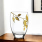 12" Clear And Gold Leaves Oval Crystal Glass Table Vase