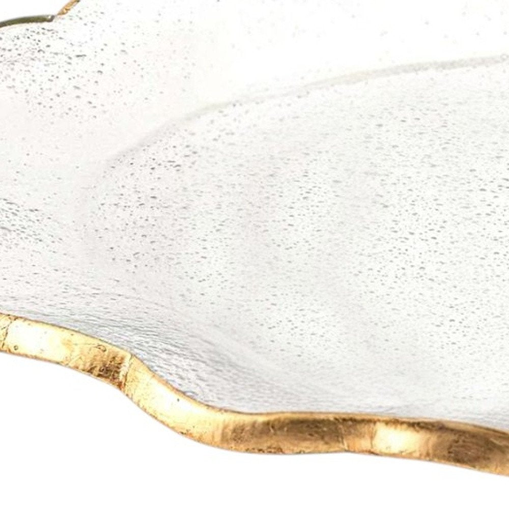10" Clear And Gold Glass Platter