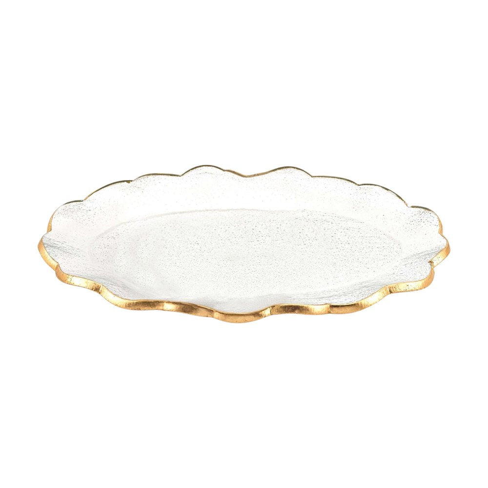 10" Clear And Gold Glass Platter