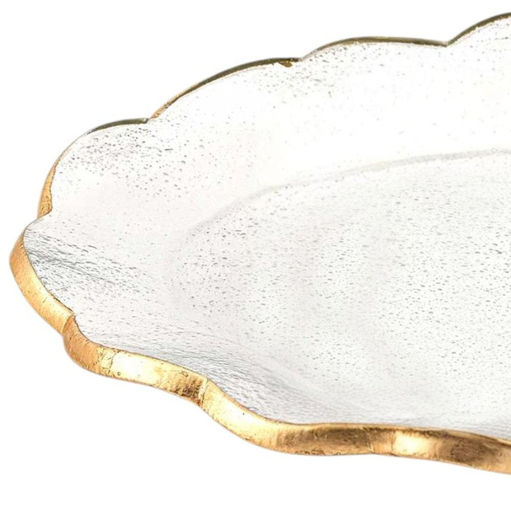 10" Clear And Gold Glass Platter