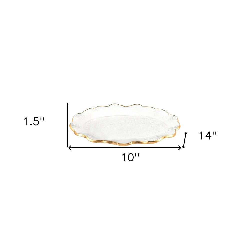 10" Clear And Gold Glass Platter