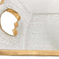 11" Clear And Gold Seeded Glass Serving Tray With Handles