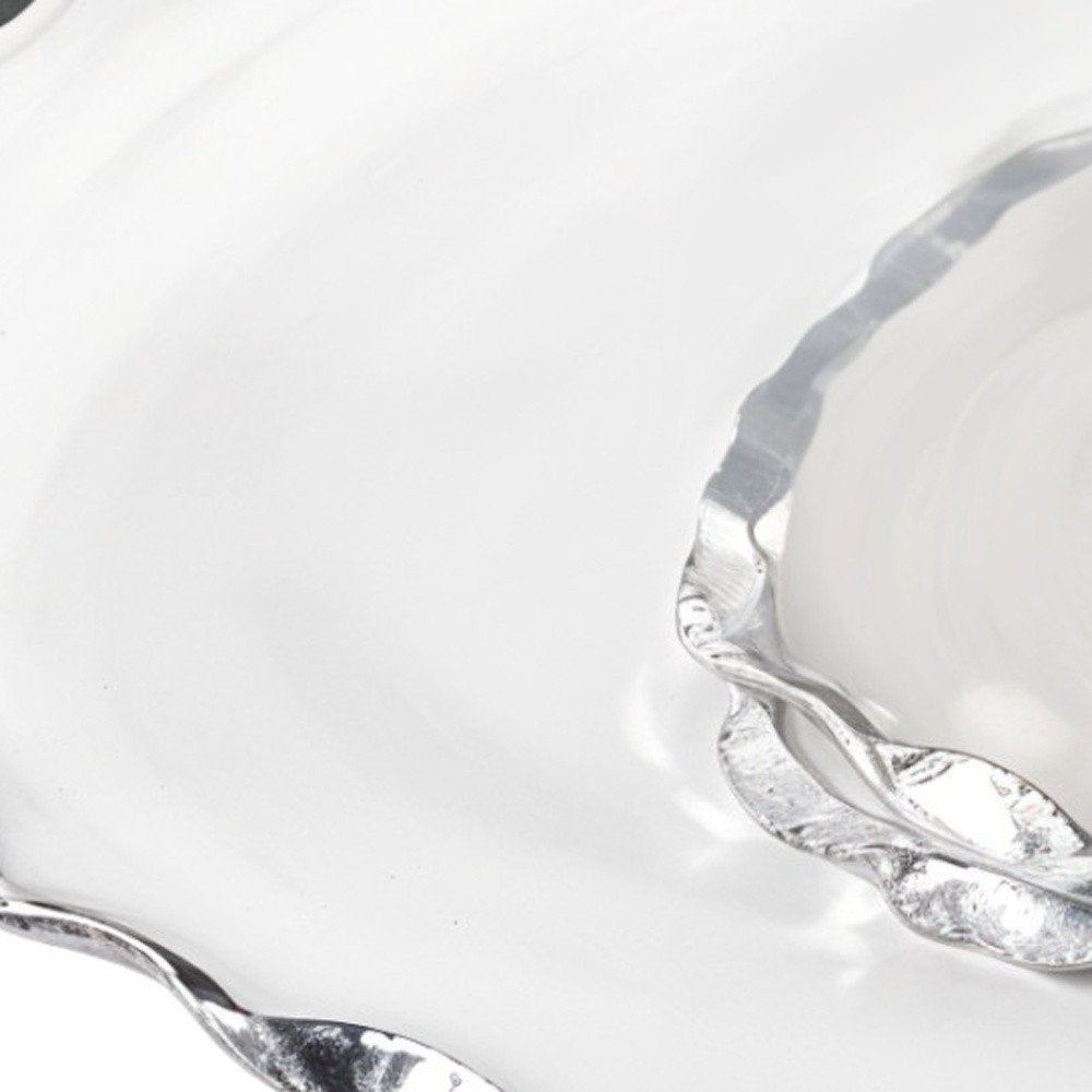 13" Clear and Gold Round Glass Hand Finished Lazy Susan