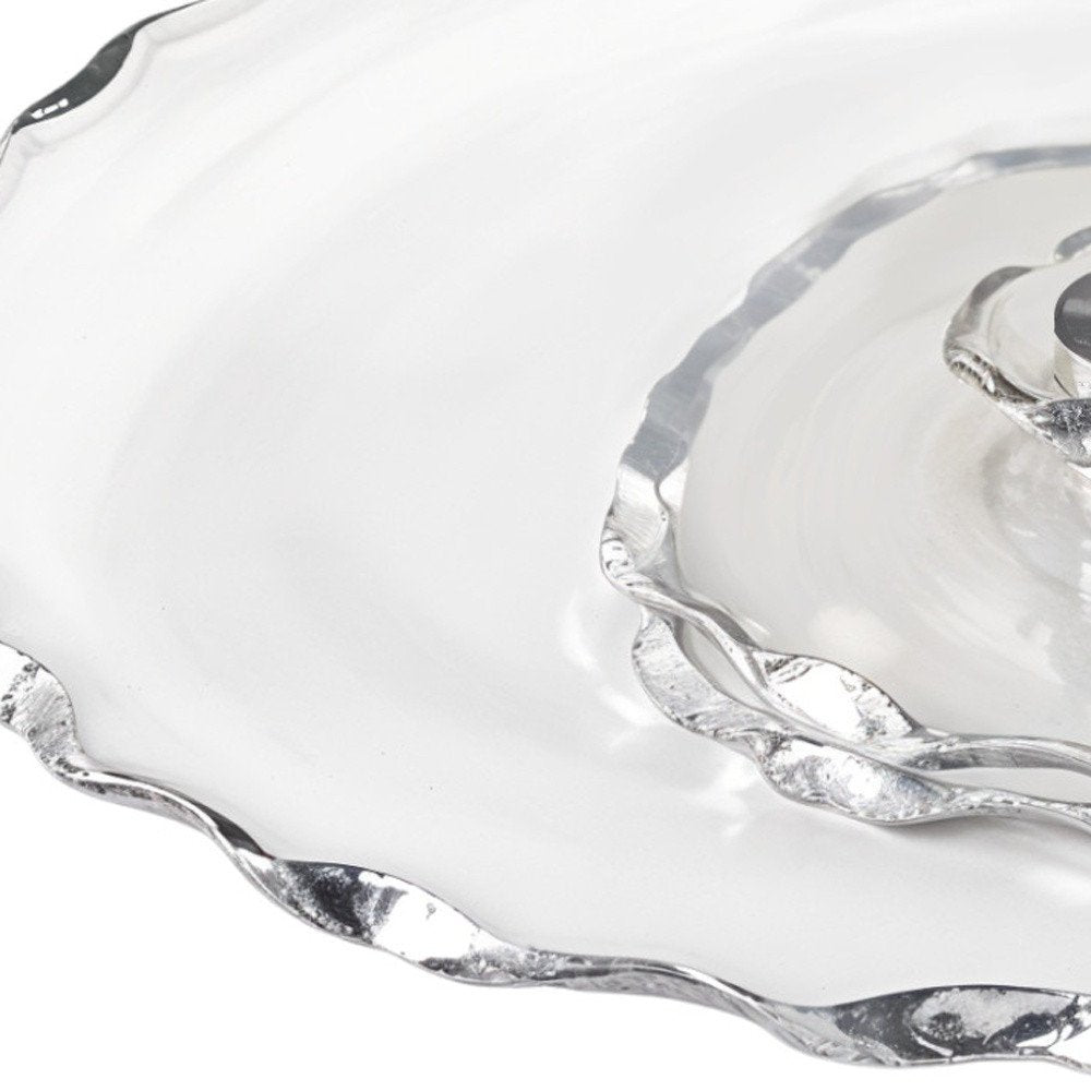 13" Clear and Gold Round Glass Hand Finished Lazy Susan