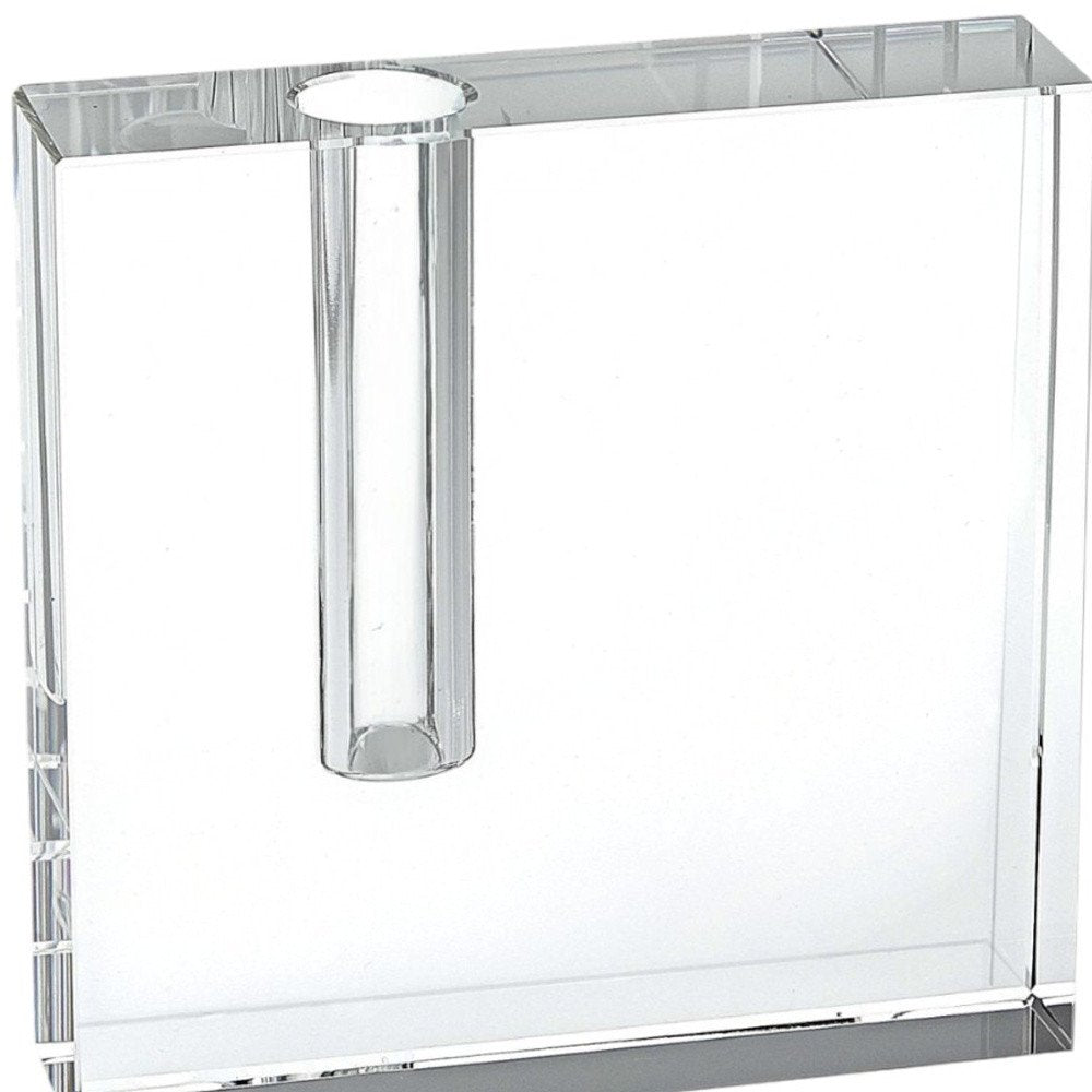 6" Clear Square Lead Free Crystal Bud Vase
