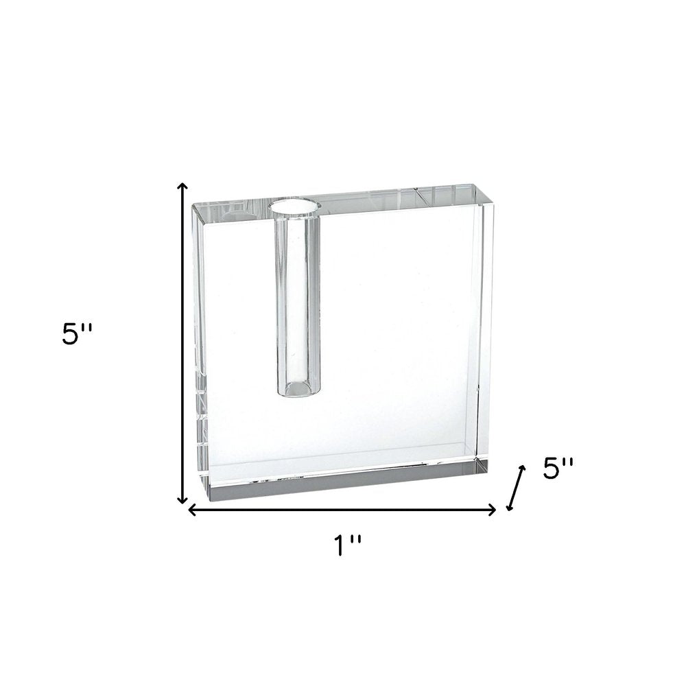 6" Clear Square Lead Free Crystal Bud Vase