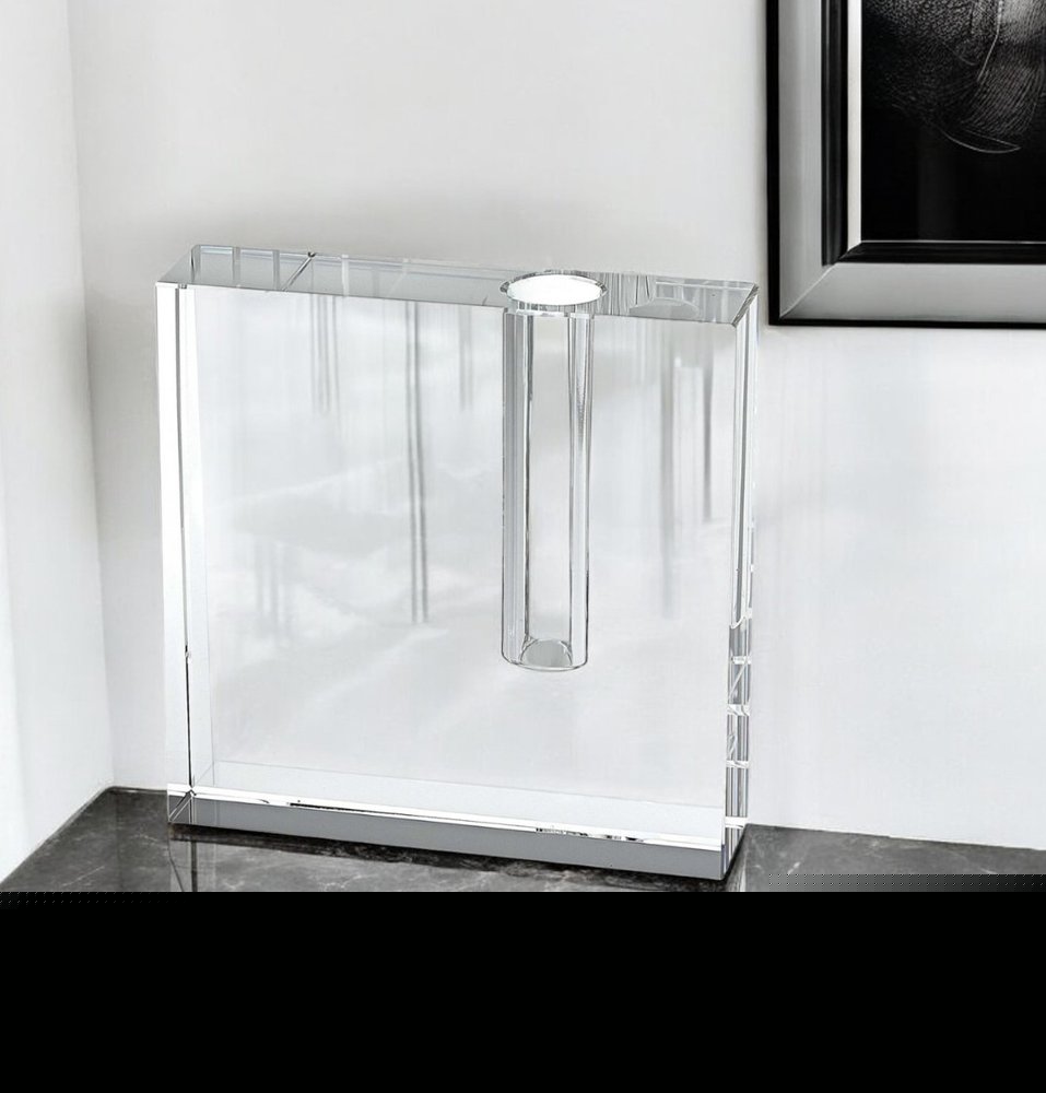 6" Clear Square Lead Free Crystal Bud Vase
