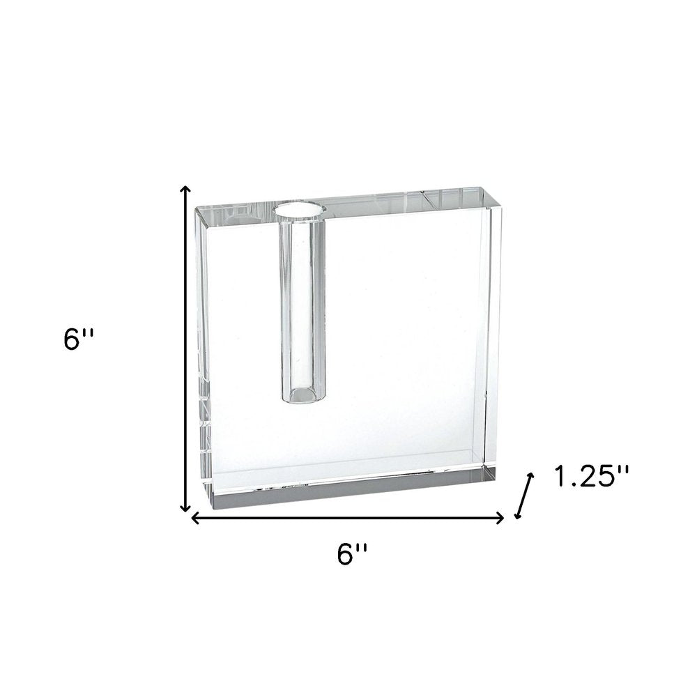 6" Clear Square Lead Free Crystal Bud Vase