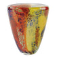 8" Orange Red and Yellow Murano Glass Abstract Oval Table Vase