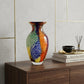11" Blue Green And Orange Urn Murano Glass Table Vase