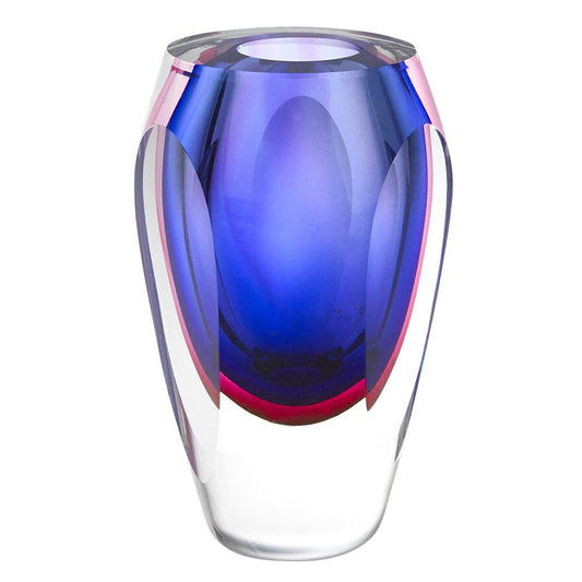 6" Clear And Purple Crystal Glass Table Vase