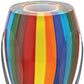 6" Blue Clear Red And Yellow Cylinder Crystal Glass Table Vase