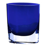 8" Cobalt And Clear Oval Lead Free Crystal Table Vase