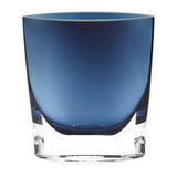 8" Midnight Blue And Clear Oval Crystal Glass Table Vase
