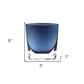8" Midnight Blue And Clear Oval Crystal Glass Table Vase