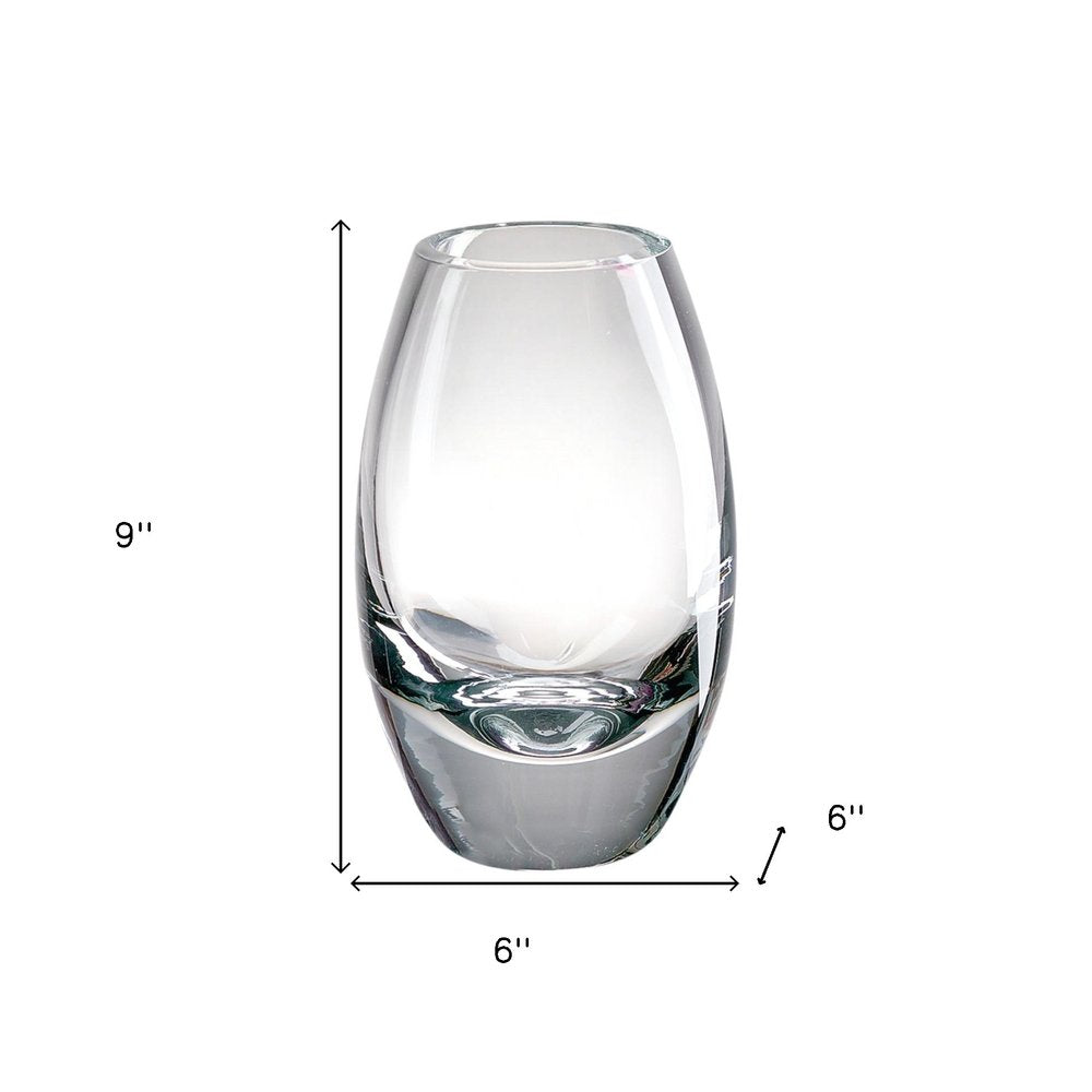 9" Clear Oval Lead Free Crystal Table Vase