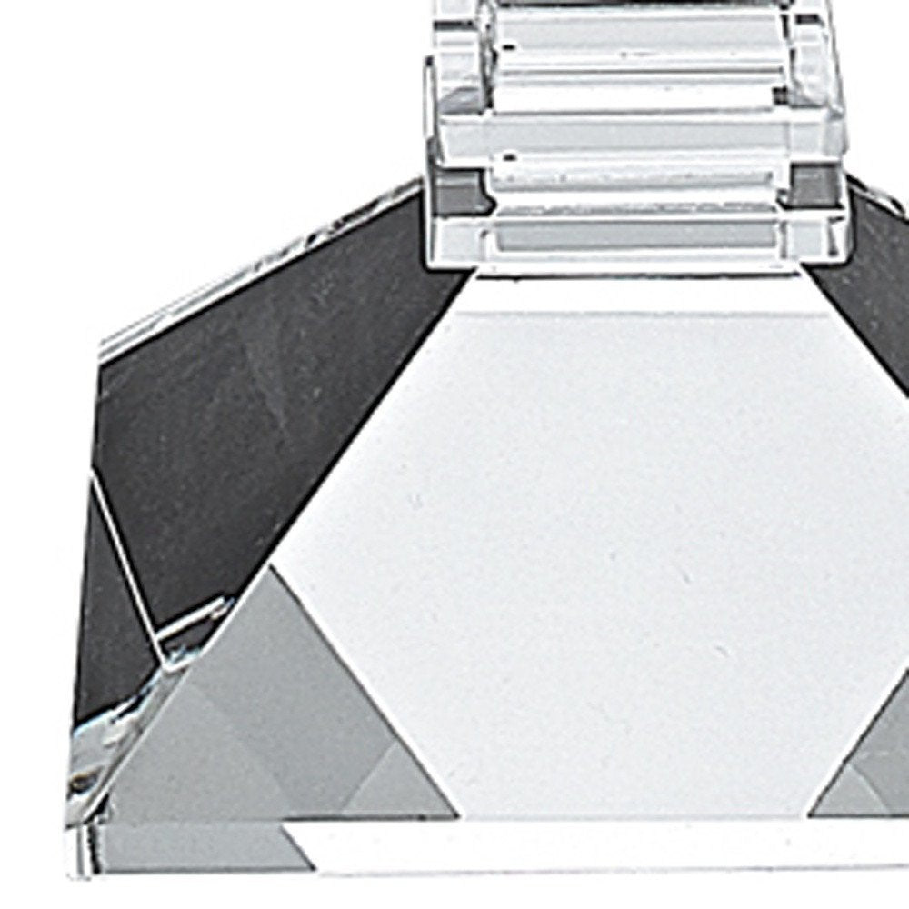 Set of Two Clear Crystal Tabletop Candle Holders