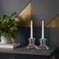 Set of Two Clear Crystal Tabletop Taper Candlesticks