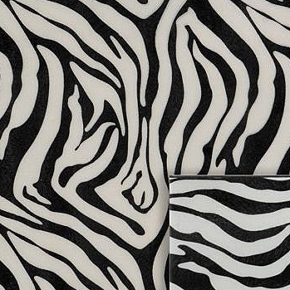 20" Black And White Zebra Iron And Resin Square Hanging Wall Tile
