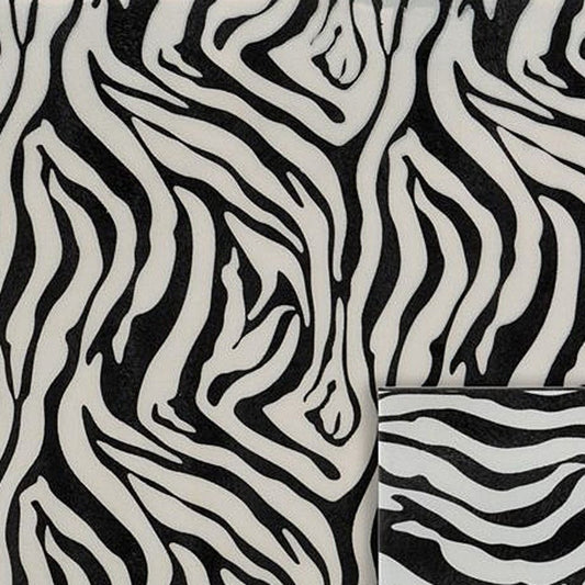 20" Black And White Zebra Iron And Resin Square Hanging Wall Tile