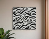 12" Black And White Zebra Iron And Resin Square Hanging Wall Tile