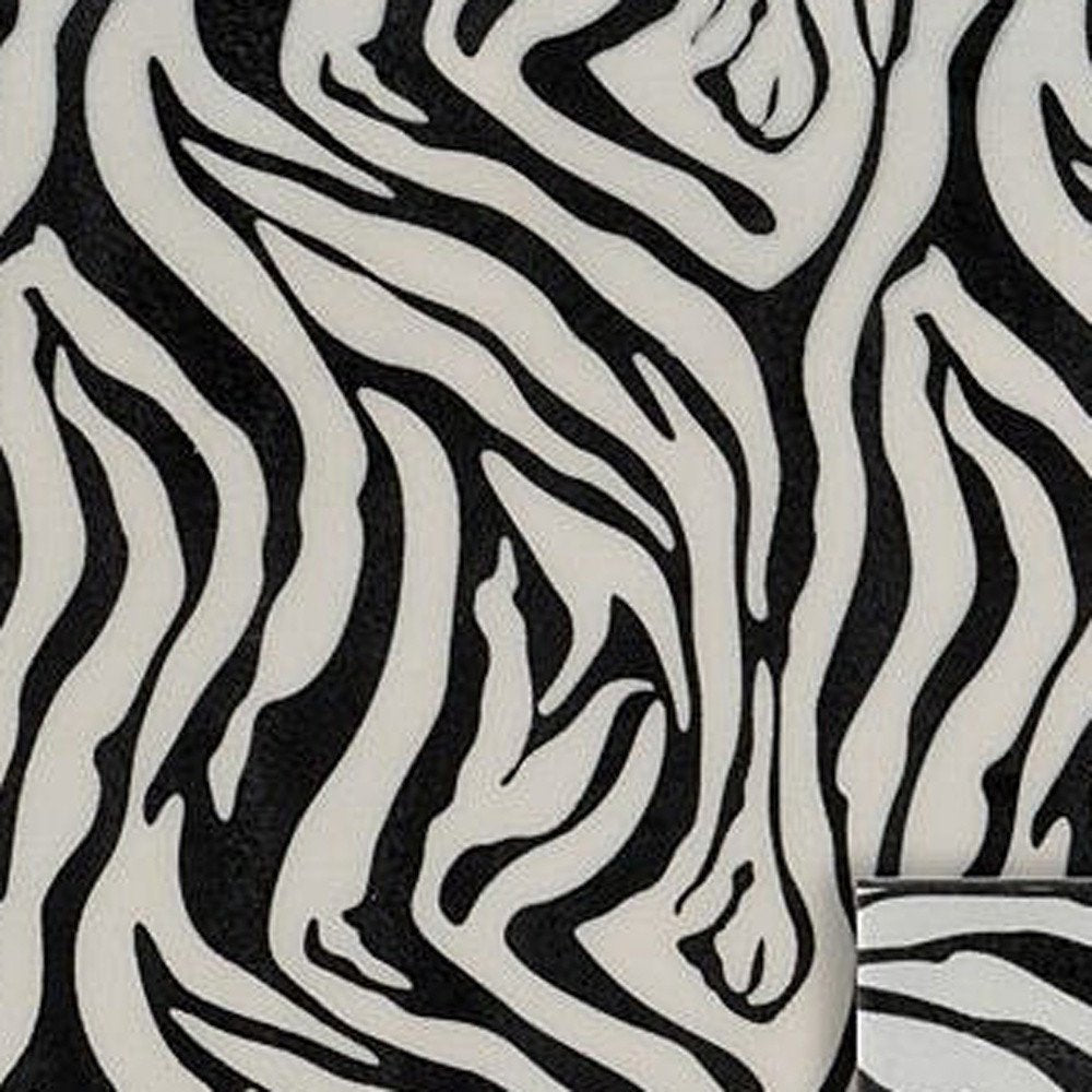 20" Black And White Zebra Iron And Resin Square Hanging Wall Tile