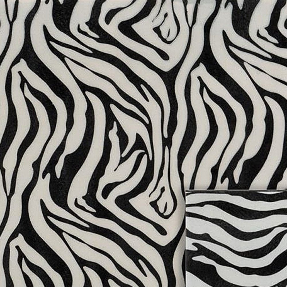 12" Black And White Zebra Iron And Resin Square Hanging Wall Tile