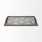 32" Brown and Black Glass Metal And Wood Geometric Serving Tray With Handles