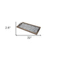 32" Brown and Black Glass Metal And Wood Geometric Serving Tray With Handles