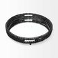 21" Matte Black Wood With Bead Mirrored Glass Bottom Round Tray